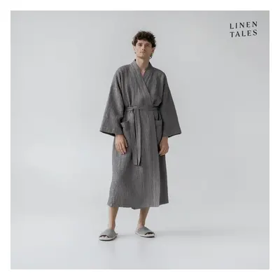 Tmavě šedý župan velikost L/XL Honeycomb – Linen Tales