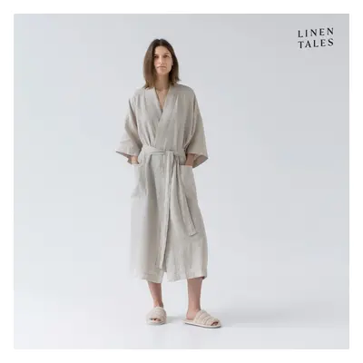 Béžový lněný župan velikost L/XL Summer – Linen Tales