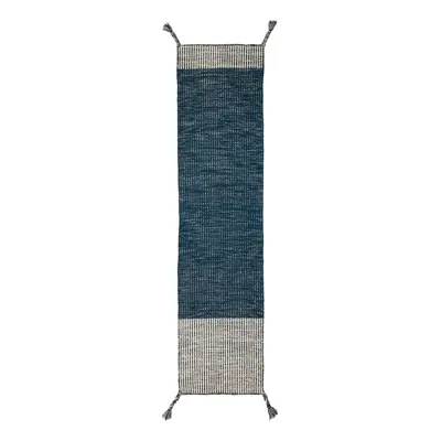 Modrý vlněný běhoun Flair Rugs Anu, 60 x 200 cm