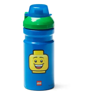 Modrá lahev na vodu se zeleným víčkem LEGO® Iconic, 390 ml