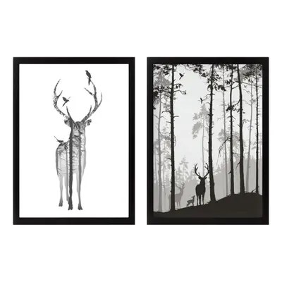 Sada plakátů v rámu 2 ks 34x44 cm Deer – Wallity