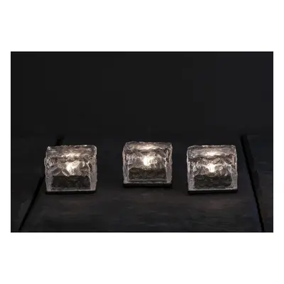 Sada 3 venkovních solárních svíček Star Trading Candle Icecube, výška 5,5 cm