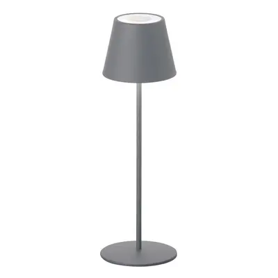 Šedá LED stmívatelná stolní lampa se senzorem pohybu a s kovovým stínidlem (výška 38 cm) Consenz