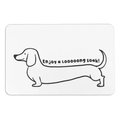 Bílá koupelnová předložka z křemeliny 39x60 cm Dachshund – Artsy Doormats