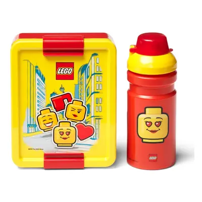 Set žluto-červeného svačinového boxu a lahve na pití LEGO® Iconic