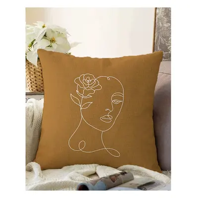 Oranžovohnědý povlak na polštář s příměsí bavlny Minimalist Cushion Covers Chenille, 55 x 55 cm