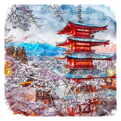 Obraz 90x90 cm Chureito Pagoda – Fedkolor