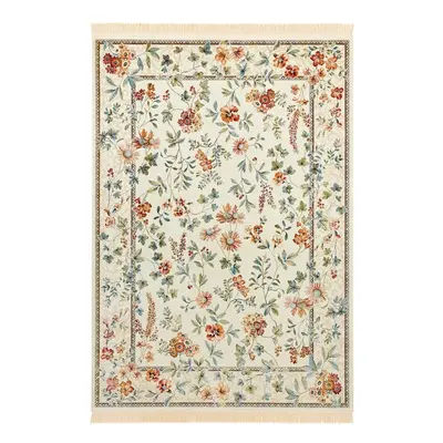 Krémový koberec z viskózy 95x140 cm Oriental Flowers – Nouristan