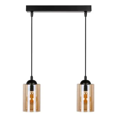 Černé závěsné svítidlo se skleněným stínidlem 10x34 cm Bistro – Candellux Lighting