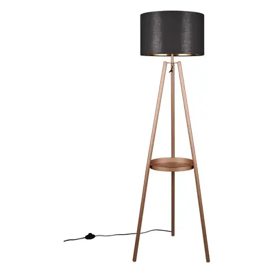 Hnědá stojací lampa s poličkou (výška 152 cm) Colette – Trio