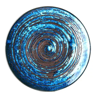 Modrý keramický talíř MIJ Copper Swirl, ø 29 cm