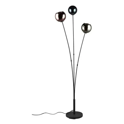 Leskle černá stojací lampa (výška 150 cm) Sheldon – Trio