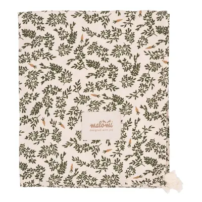 Zeleno-krémová bambusová zavinovací dětská deka 120x120 cm Green Floral – Malomi Kids