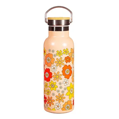 Oranžová nerezová dětská lahev 500 ml 70s Floral - Sass & Belle