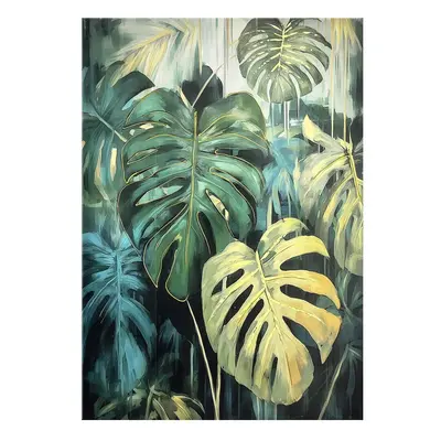 Obraz s ručně malovanými prvky 70x100 cm Monstera – Styler