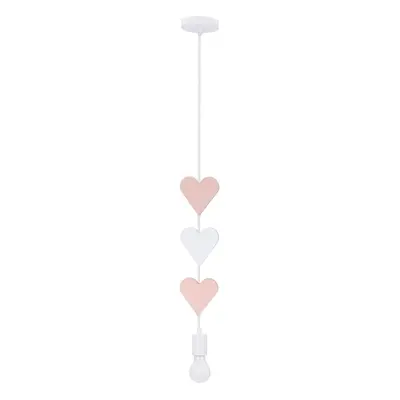 Bílo-růžové dětské svítidlo s kovovým stínidlem Hearts – Candellux Lighting