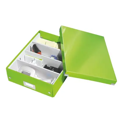 Zelený kartonový úložný box s víkem 28x37x10 cm Click&Store – Leitz