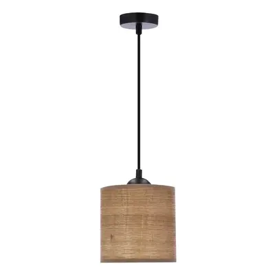 Světle hnědé závěsné svítidlo s ratanovým stínidlem ø 15 cm Legno – Candellux Lighting