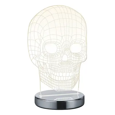 LED stolní lampa v leskle stříbrné barvě (výška 21 cm) Skull – Trio