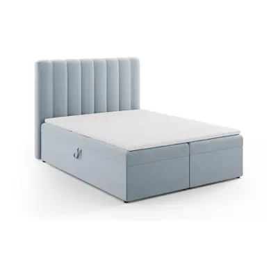 Světle modrá boxspring postel s úložným prostorem 160x200 cm Gina – Milo Casa