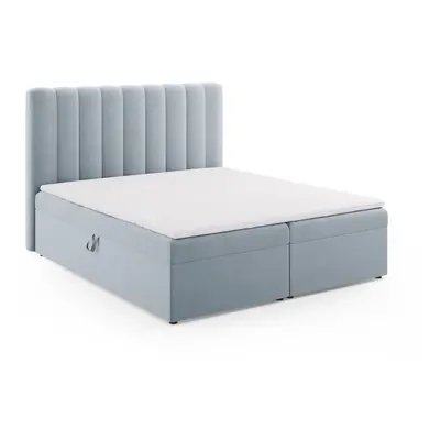 Světle modrá boxspring postel s úložným prostorem 180x200 cm Gina – Milo Casa