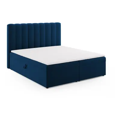 Tmavě modrá boxspring postel s úložným prostorem 180x200 cm Gina – Milo Casa