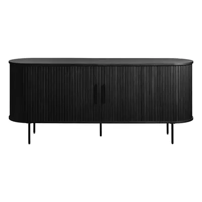 Černá nízká komoda v dekoru dubu s posuvnými dveřmi 76x180 cm Nola – Unique Furniture