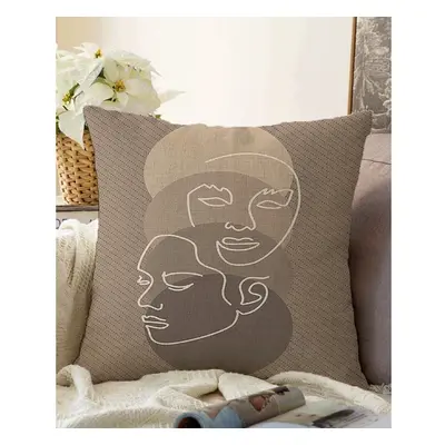 Hnědý povlak na polštář s příměsí bavlny Minimalist Cushion Covers Chenille, 55 x 55 cm