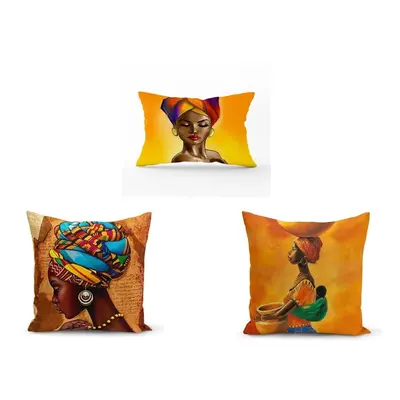 Sada 3 povlaků na polštáře Minimalist Cushion Covers African Culture, 45 x 45 cm