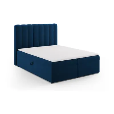 Tmavě modrá boxspring postel s úložným prostorem 160x200 cm Gina – Milo Casa