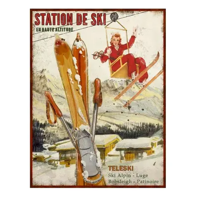 Kovová cedule 25x33 cm Station de Ski – Antic Line