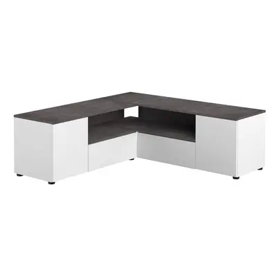 Šedo-bílý TV stolek v dekoru betonu 130x46 cm Angle – TemaHome