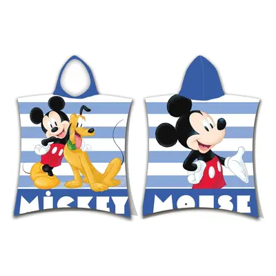 Modré froté dětské pončo Mickey – Jerry Fabrics