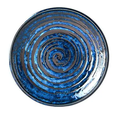 Modrý keramický talíř MIJ Copper Swirl, ø 20 cm