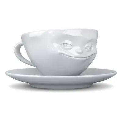 Bílý porcelánový šálek na kávu 58products Smiley, objem 200 ml