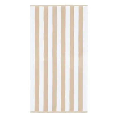 Béžovo-bílý bavlněný ručník 50x85 cm Stripe Jacquard – Bianca