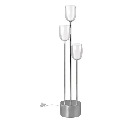 Stojací lampa se skleněným stínidlem ve stříbrné barvě (výška 140 cm) Barret – Trio Select