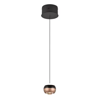 LED závěsné svítidlo s kovovým stínidlem ø 15,5 cm v černo-měděné barvě Orbit – Trio Select