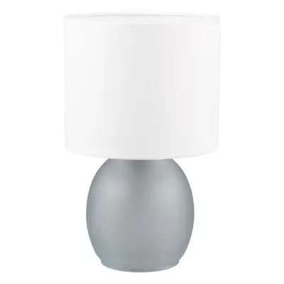 Stolní lampa v bílé a stříbrné barvě s textilním stínidlem (výška 29 cm) Vela – Trio