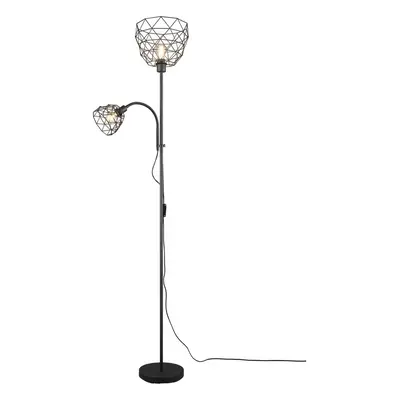 Černá stojací lampa s kovovým stínidlem (výška 180 cm) Haval – Trio