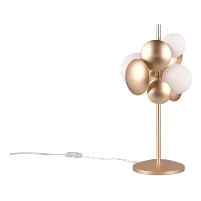 Stolní lampa se skleněným stínidlem ve zlato-bílé barvě (výška 50 cm) Bubble – Trio Select