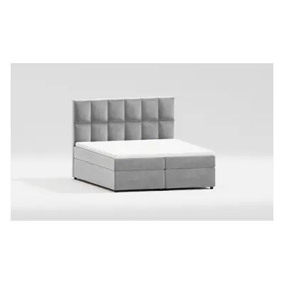 Světle šedá boxspring postel s úložným prostorem 200x200 cm Flip – Ropez