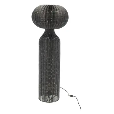 Černá stojací lampa s ratanovým stínidlem (výška 130 cm) Werna – Villa Collection