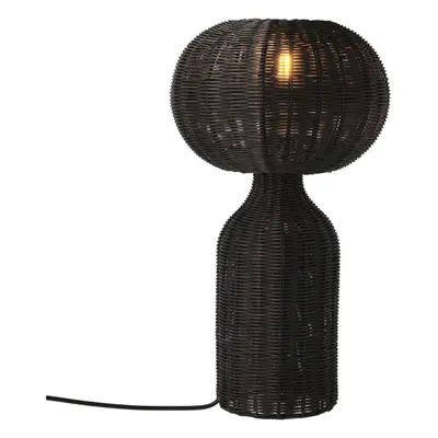 Černá stolní lampa s ratanovým stínidlem (výška 43 cm) Werna – Villa Collection