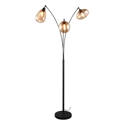 Černo-oranžová stojací lampa se skleněným stínidlem (výška 200 cm) Lumina – Trio