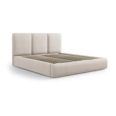 Béžová čalouněná dvoulůžková postel s úložným prostorem s roštem 160x200 cm Brody – Mazzini Beds