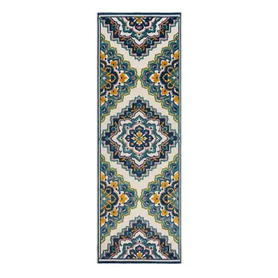 Modrý venkovní koberec 80x230 cm Beach Floral – Flair Rugs