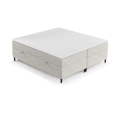 Světle šedá boxspring postel s úložným prostorem 200x200 cm Araya – Maison de Rêve