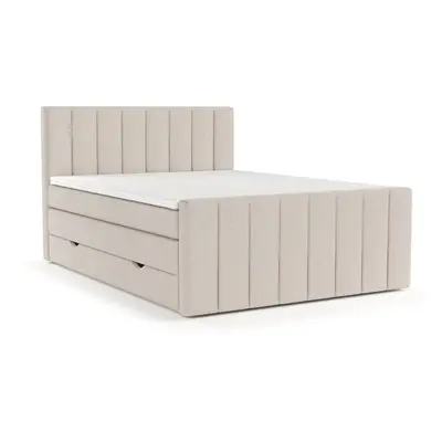 Béžová boxspring postel s úložným prostorem 200x200 cm Ruby – Maison de Rêve