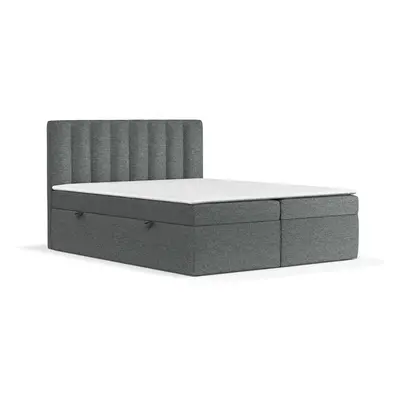 Tmavě šedá boxspring postel s úložným prostorem 180x200 cm Novento – Maison de Rêve